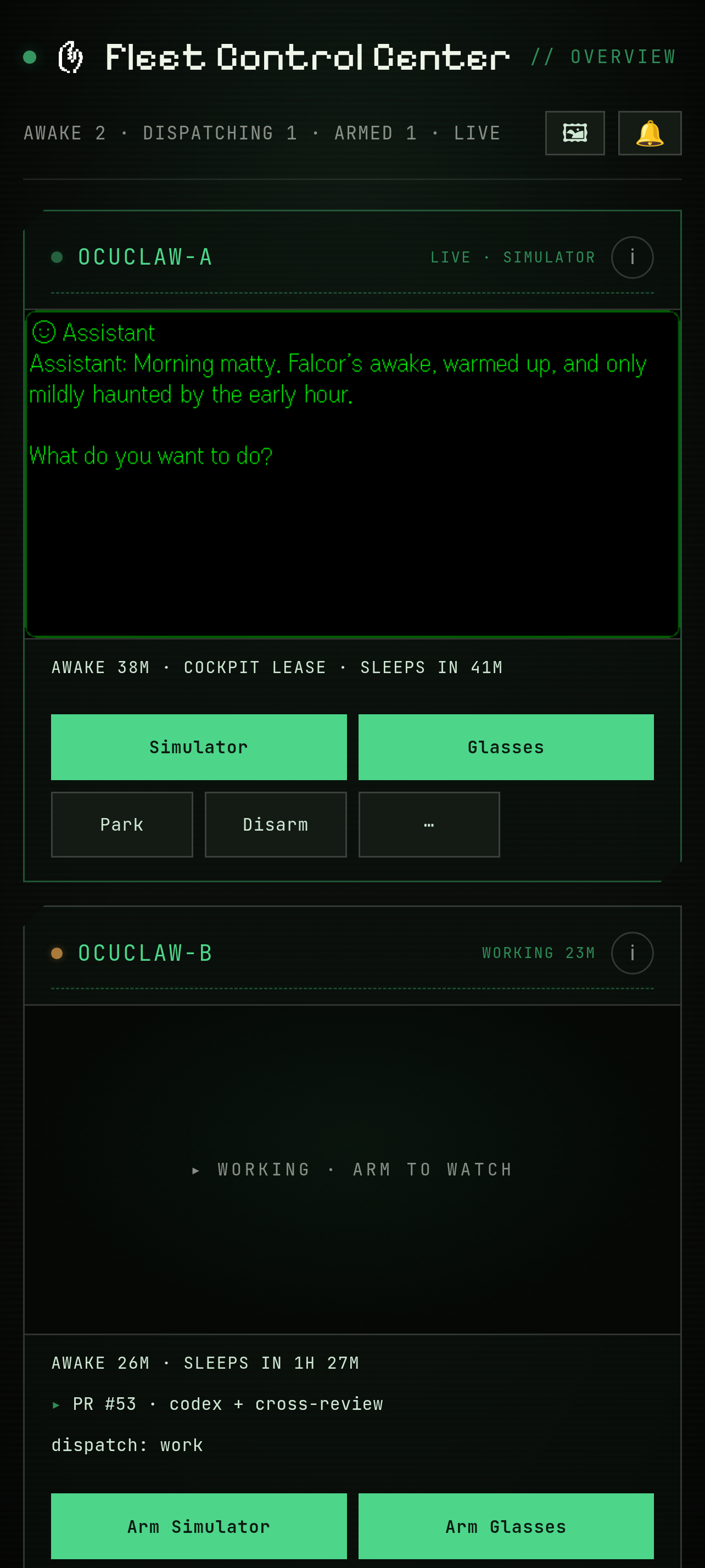 Fleet overview on a phone