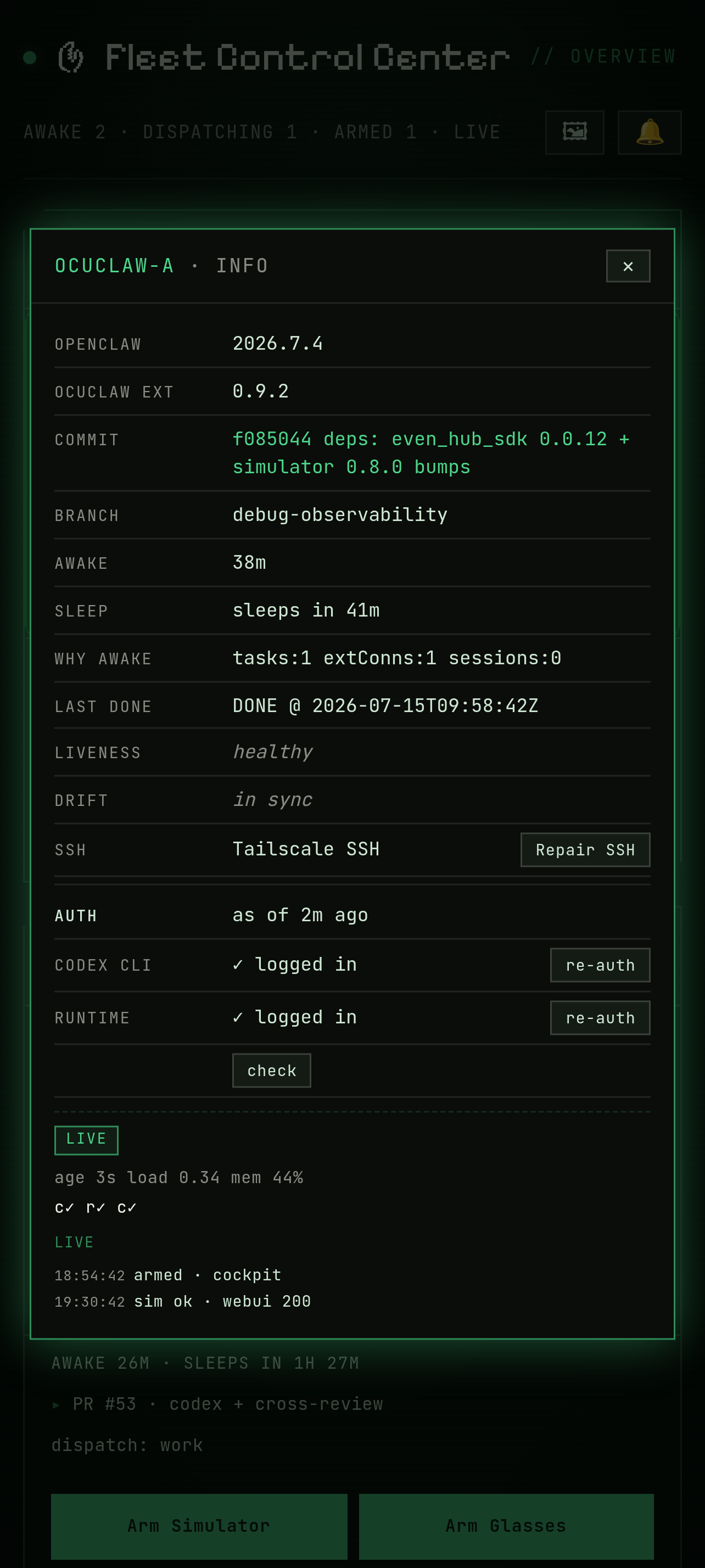 Box info modal for a live box in the PWA